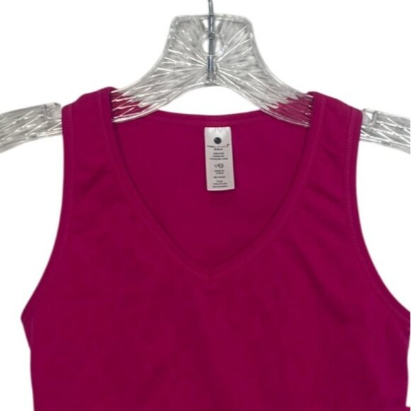 YogaLicious Seamless Rib Highline Cropped Tank Girls Large Pink 12 New - Picture 3 of 8